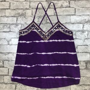 Express Tie Dye Tank Top With Sequin Trim
